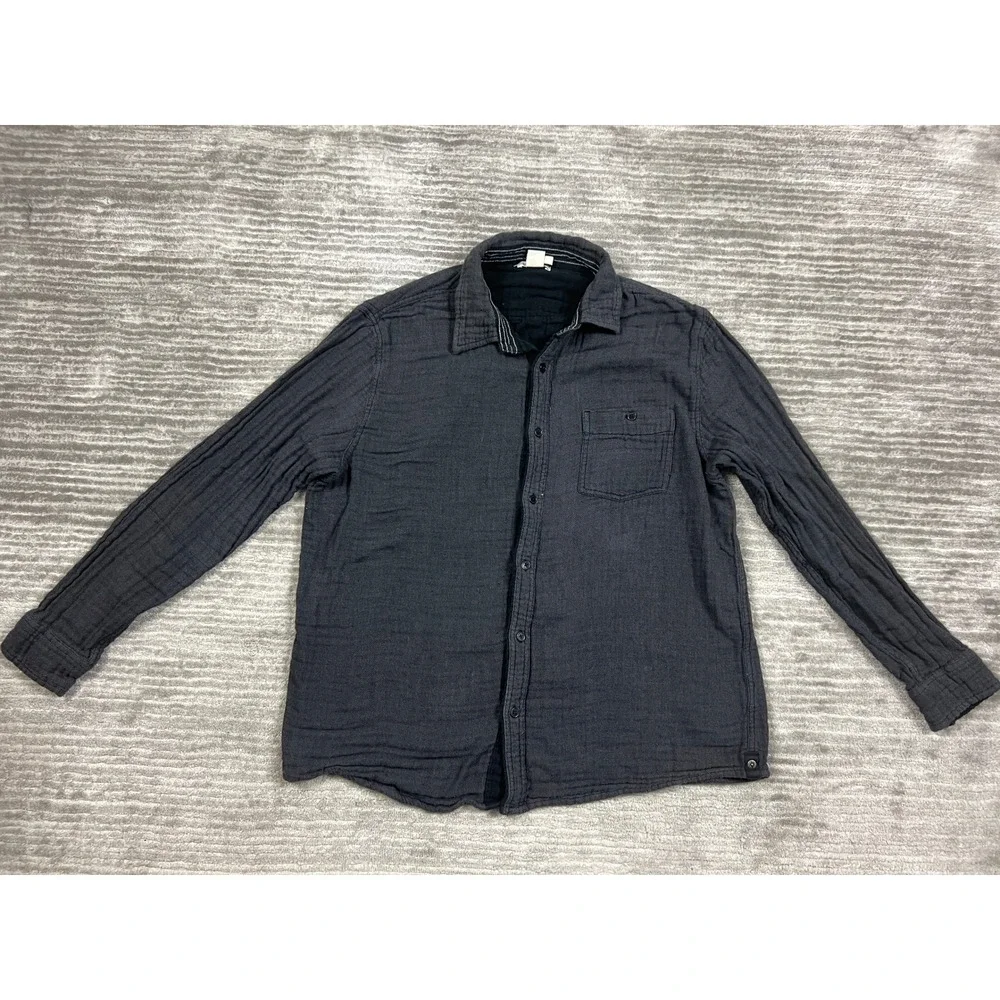 Carbon 2 Cobalt Shirt Mens Large Gray Button Up Knit Cotton Long Sleeve - Picture 1 of 11